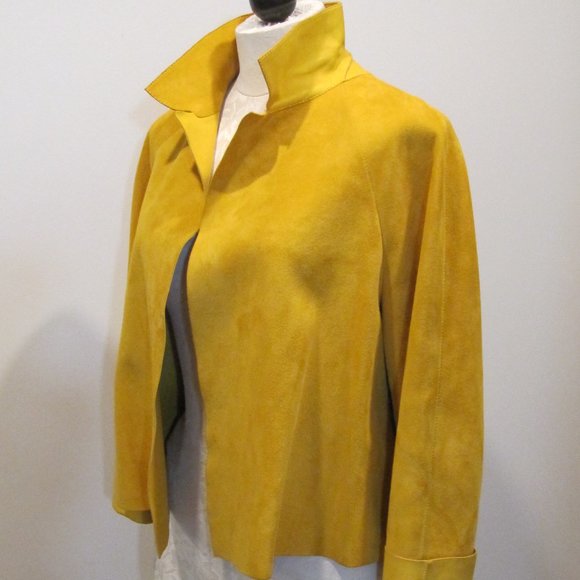 Dusan Mustard Yellow Suede Jacket.  Size M. - Picture 5 of 10